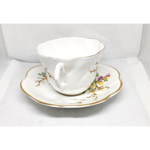 Royal Dover China Teacup & Saucer, Vibrant Floral Design, Gold Trim, Vintage - Picture 15 of 15